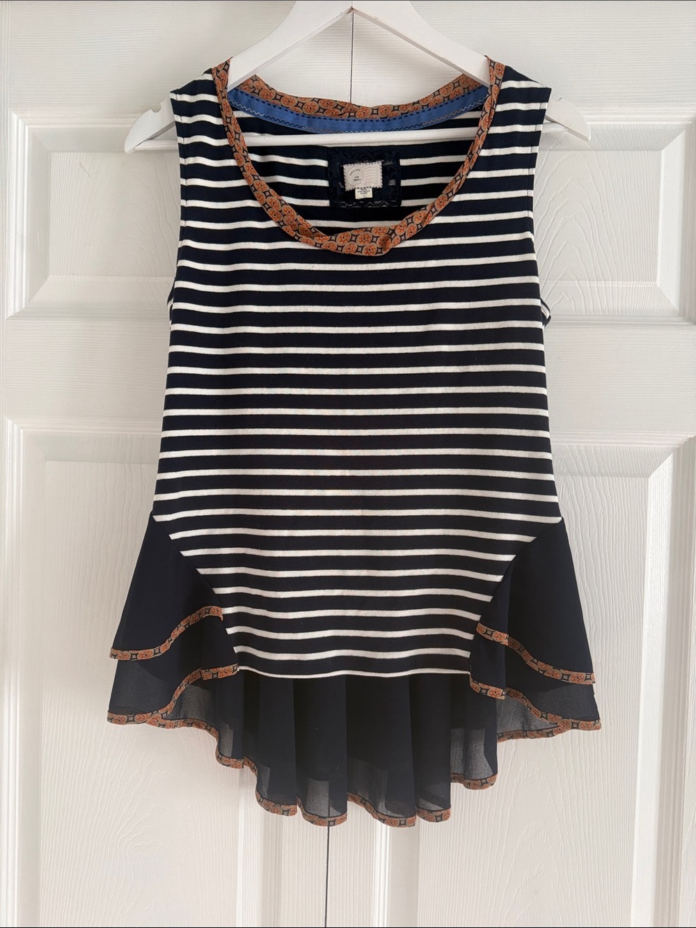 Anthropologie/Postmark Striped Peplum Tank Top - Size Small
